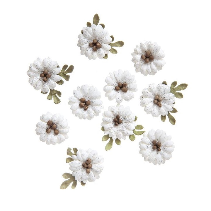 Papirnati cvetovi beli Shabby Chic - set 10 kosov