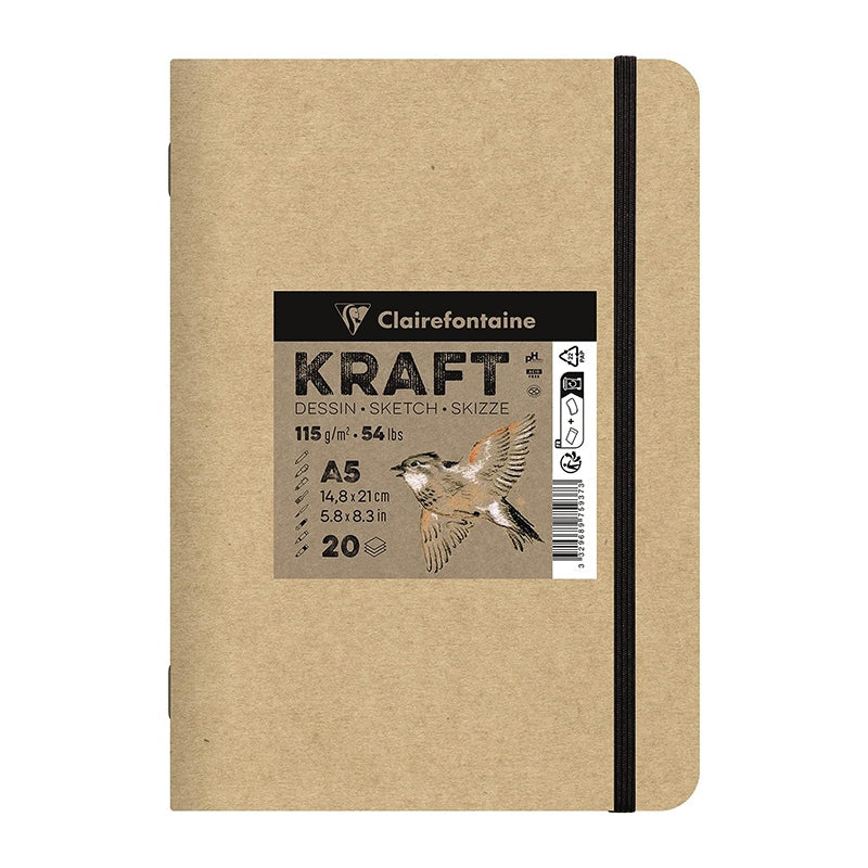 Papirni blok Kraft CLAIREFONTAINE 115 g/m² – A5 – A4, 20 listov