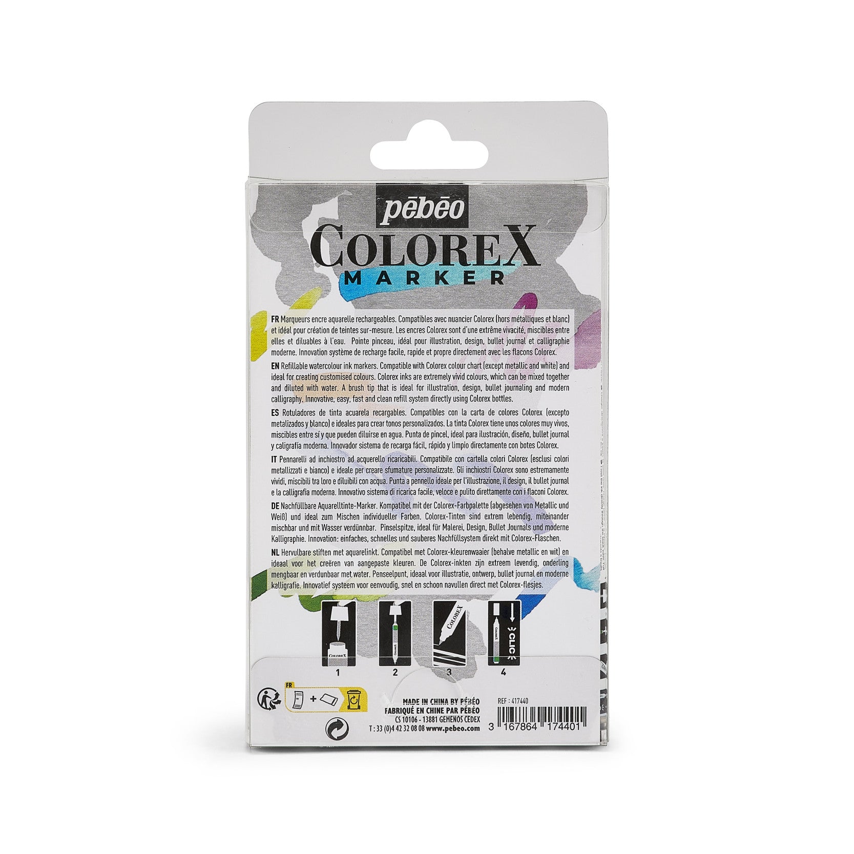 Pebeo Colorex set praznih markerjev za ponovno polnjenje 6 kosov