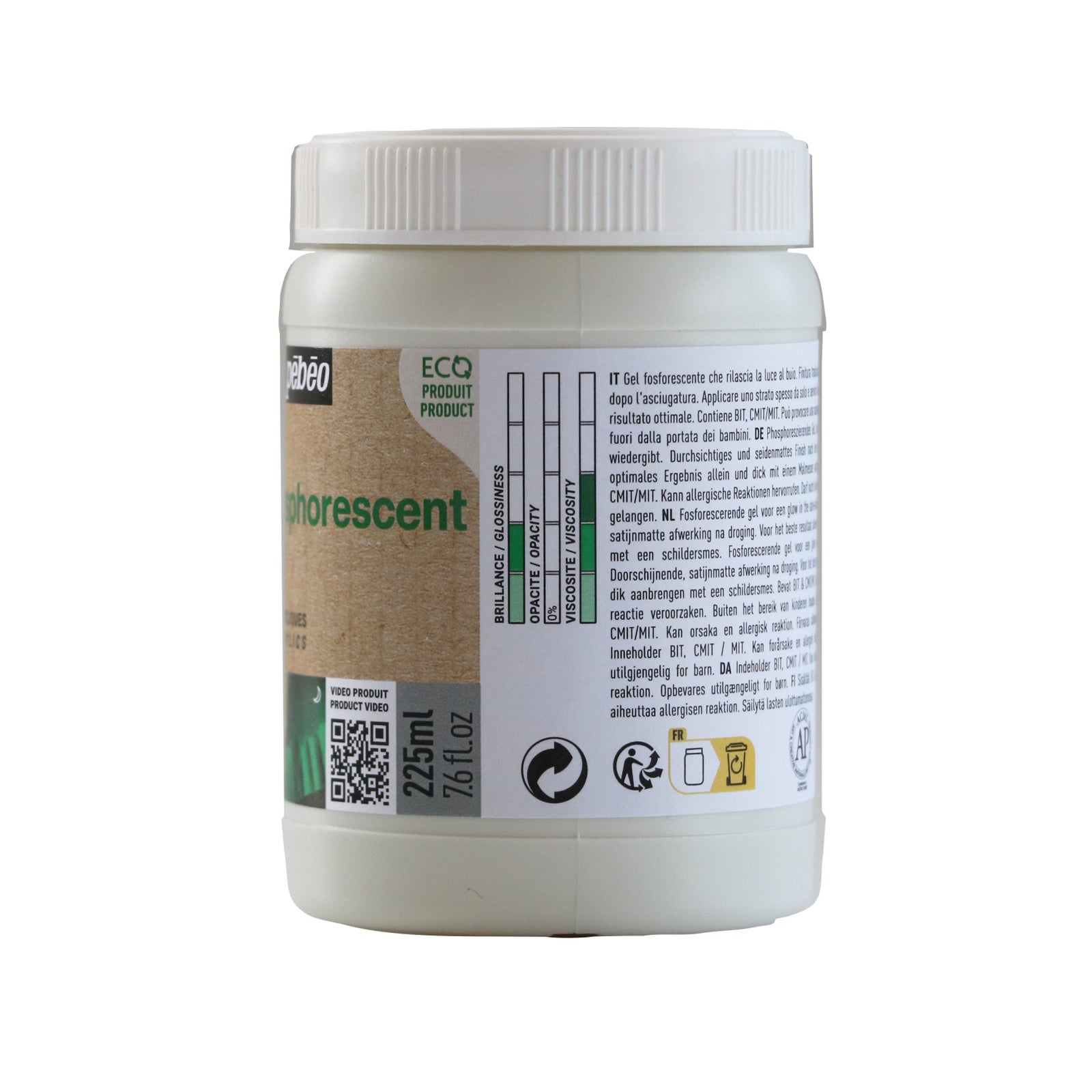 Pebeo Origin fosforescentni akrilni gel 225 ml – zelen