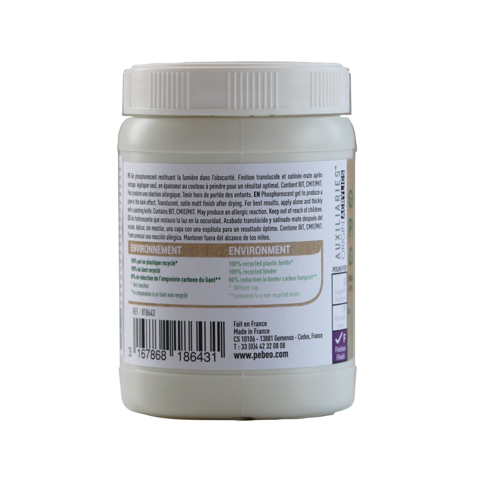 Pebeo Origin fosforescentni akrilni gel 225 ml – zelen