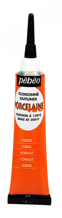 Pebeo Porcelaine 150 reliefna kontura za porcelan 20 ml – Koralna