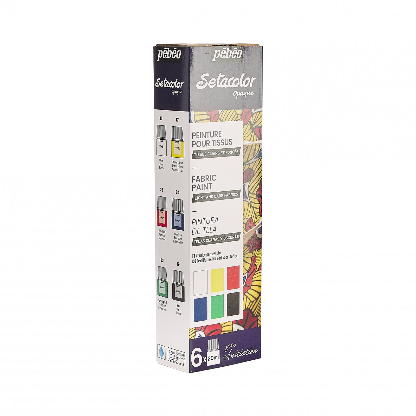 Pebeo Setacolor set prekrivnih barv za tekstil 6 x 20 ml