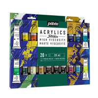 Pebeo Studio Akrilne barve visoke viskoznosti s čopičem 20x20 ml