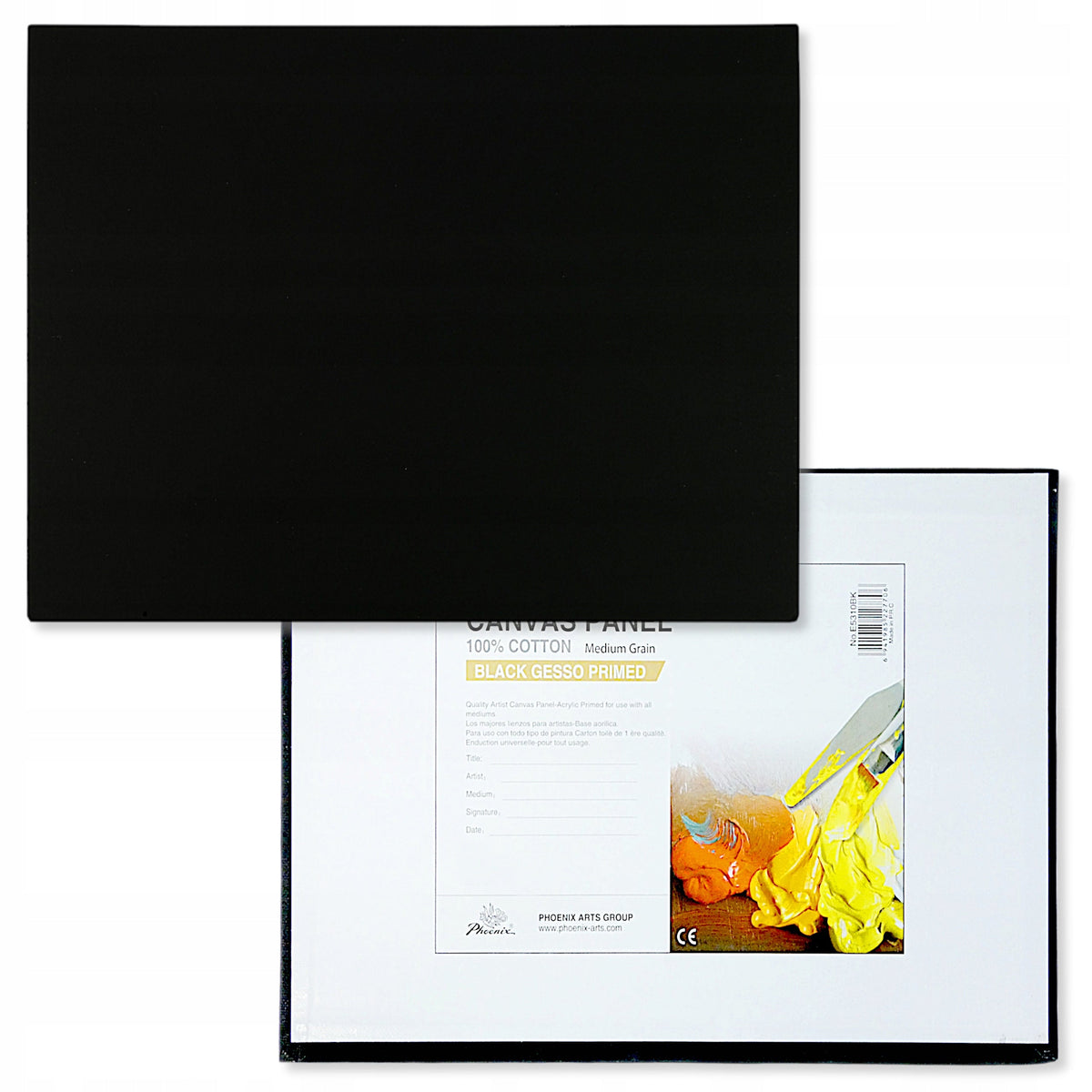 Phoenix črno šepsano platno na lepenki 3 mm, 18 × 24 – 40 × 50 cm, izbira velikosti