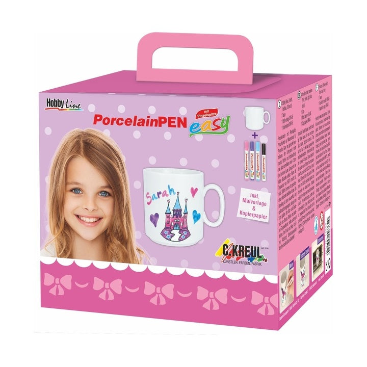 Pisala za porcelan za deklice - KREUL / komplet 4 kosi s skodelico