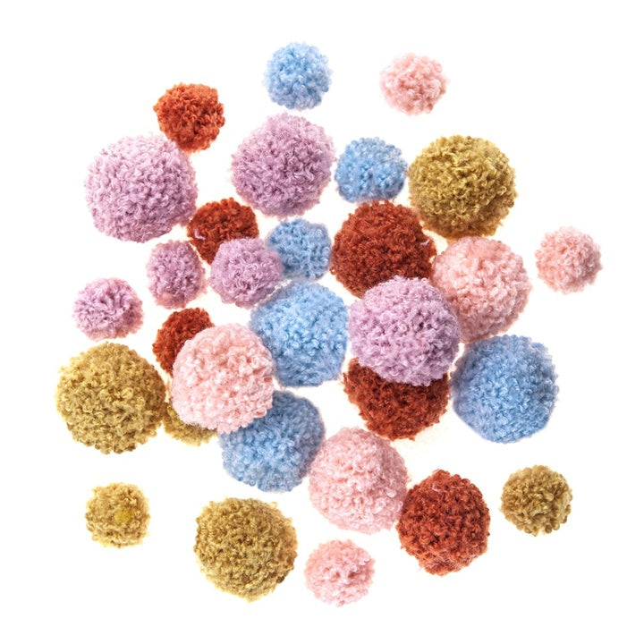 Plišasti Pom Poms za obrti | 30 kosov, mešanica barv
