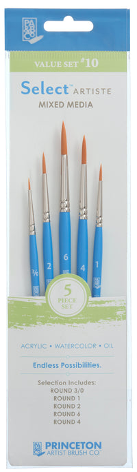 Set univerzalnih čopičev PRINCETON Select sintetične ščetine 5 kosov Round 3/0, 1, 2, 4, 6