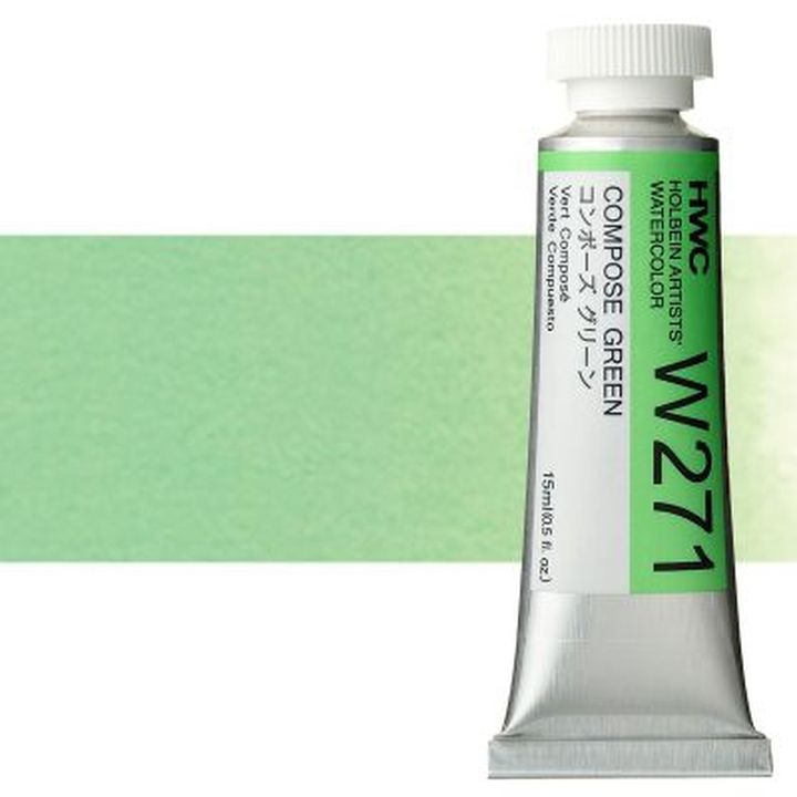 Profesionalne akvarelne barve Holbein Artists 15 ml | zeleni odtenki — slika 14