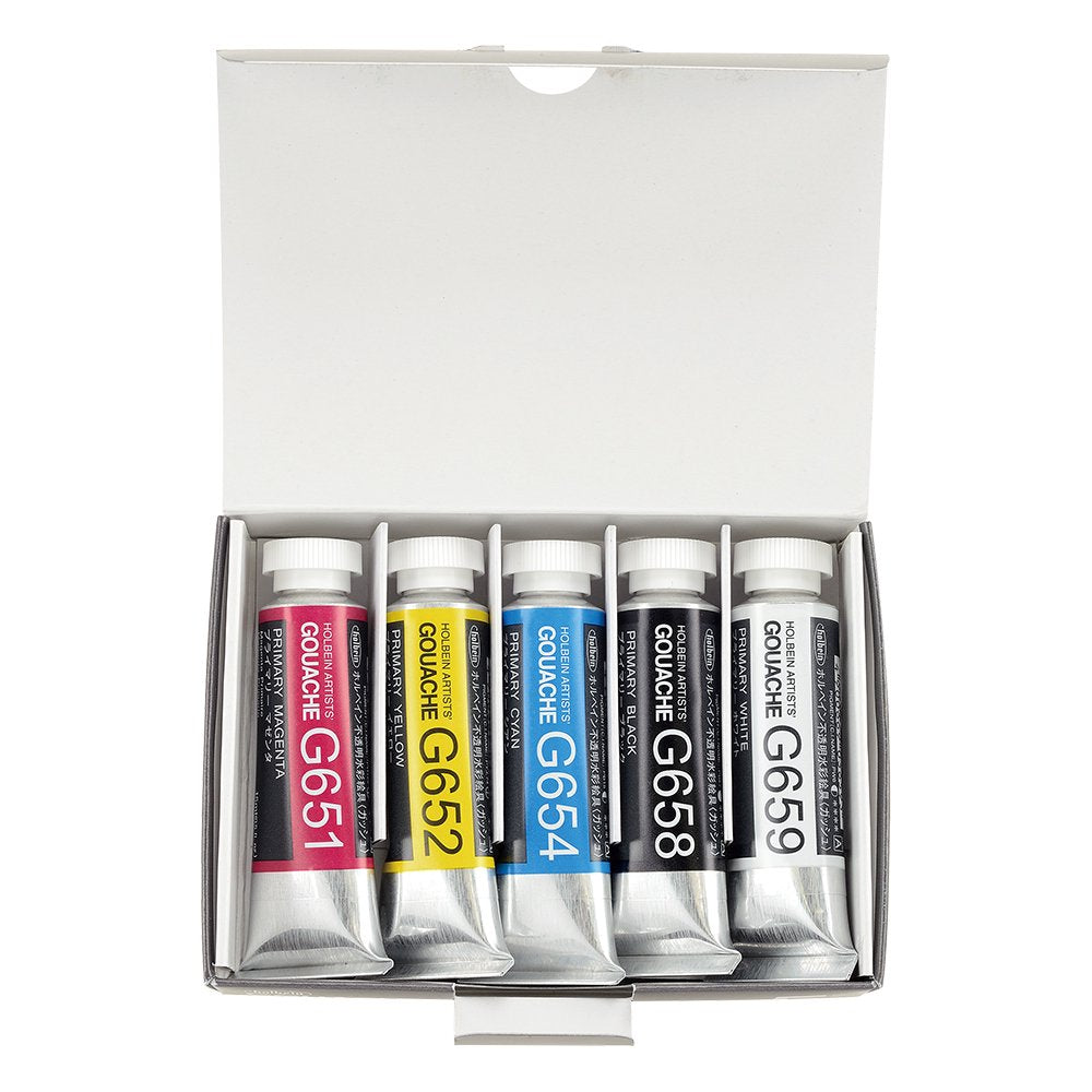 Profesionalne gvaš barve Holbein Artists - osnovni komplet 5 x 15 ml — slika 2