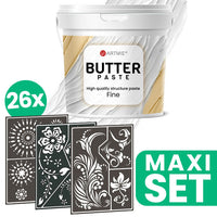 Reliefna pasta ARTMIE BUTTER + set šablon za slikanje FOLK ART motiv - 26 kosov