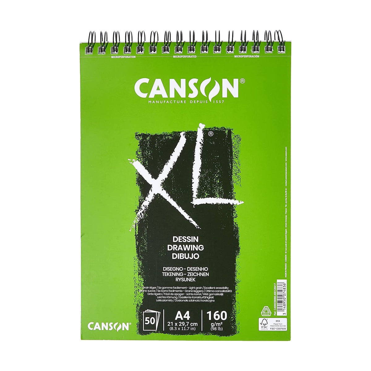 Risalni blok Canson XL Dessin A4 160 g/m² 50 listov spiralna vezava