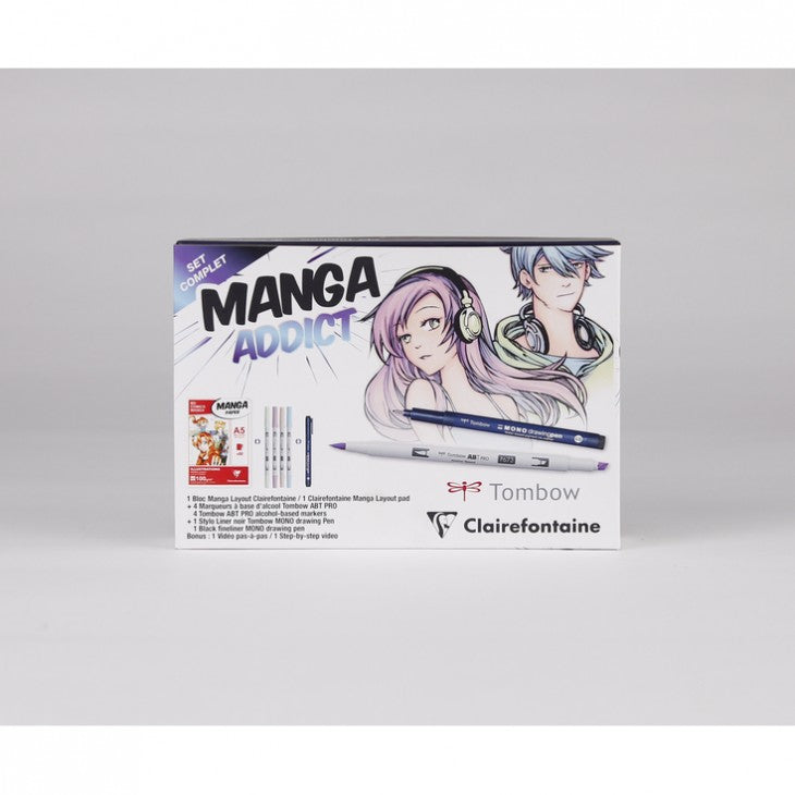 Risalni set za mango CLAIREFONTAINE Manga Addict Tombow A5 - 50 listov