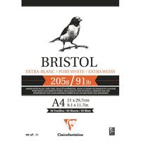 Risarški blok Clairefontaine Bristol 205 g/m² – 20 listov, A4 – A3