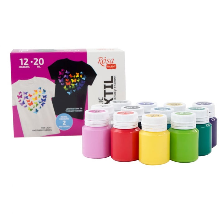 ROSA Akrilne barve za tekstil 12x20 ml – pogled 3
