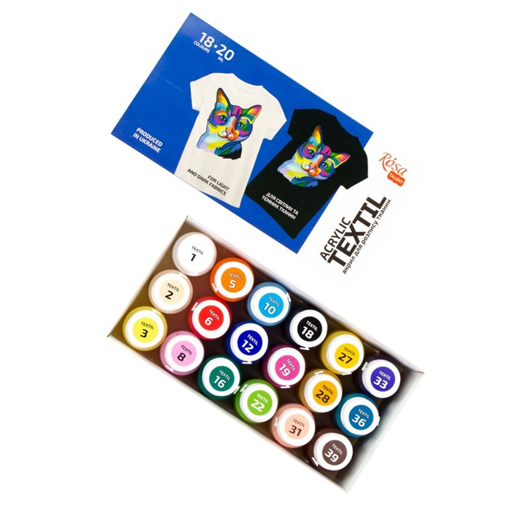 ROSA Akrilne barve za tekstil 18x20 ml – pogled 2