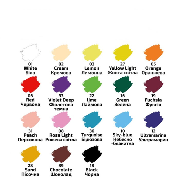 ROSA Akrilne barve za tekstil 18x20 ml – pogled 5