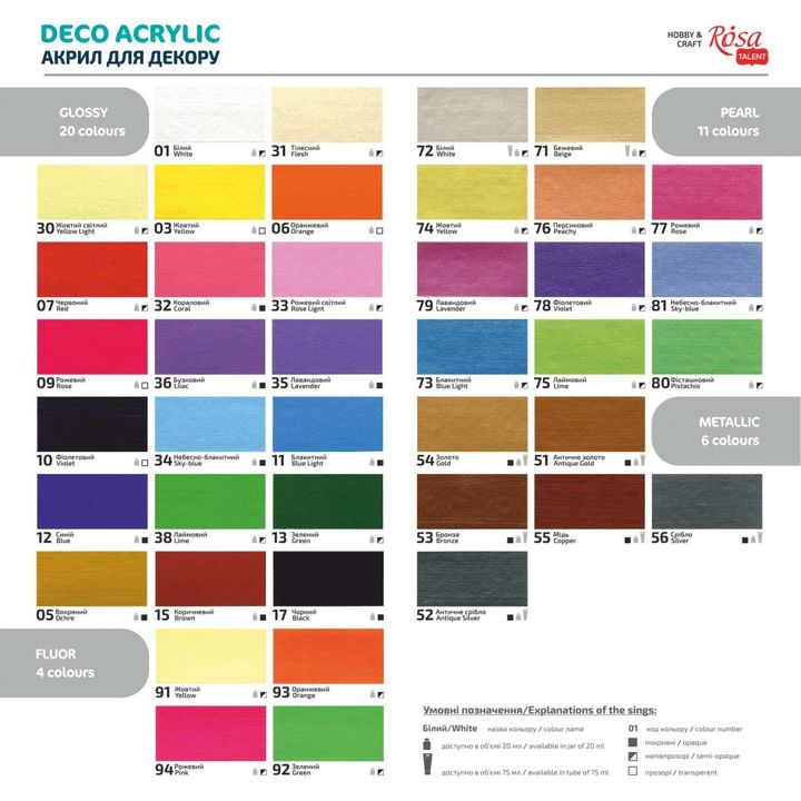 ROSA TALENT Akrilna dekorativna barva Pearl 20 ml | Različni odtenki – pogled 2