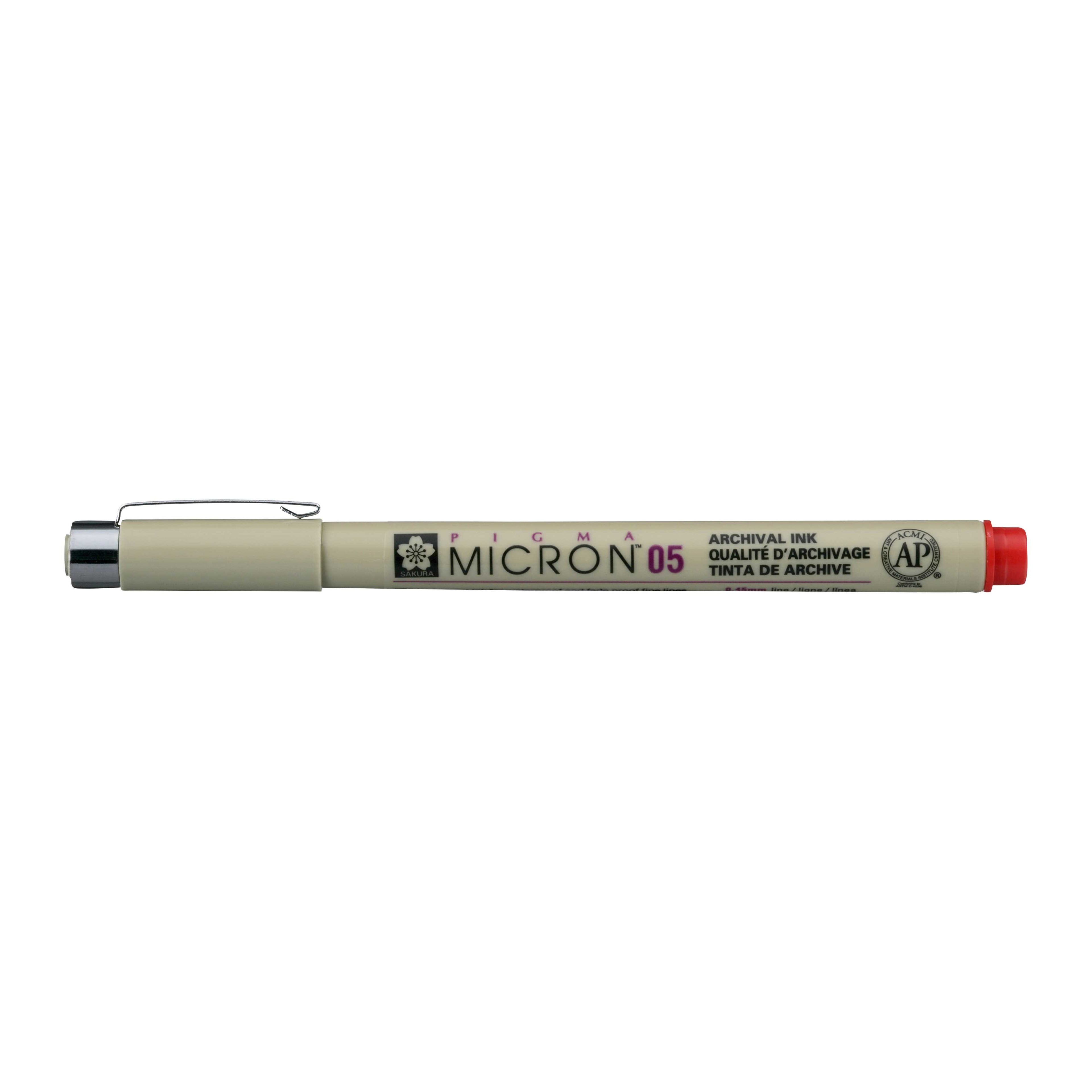 Sakura Pigma Micron 05 fineliner 0,45 mm – set 6 barv – Rdeča