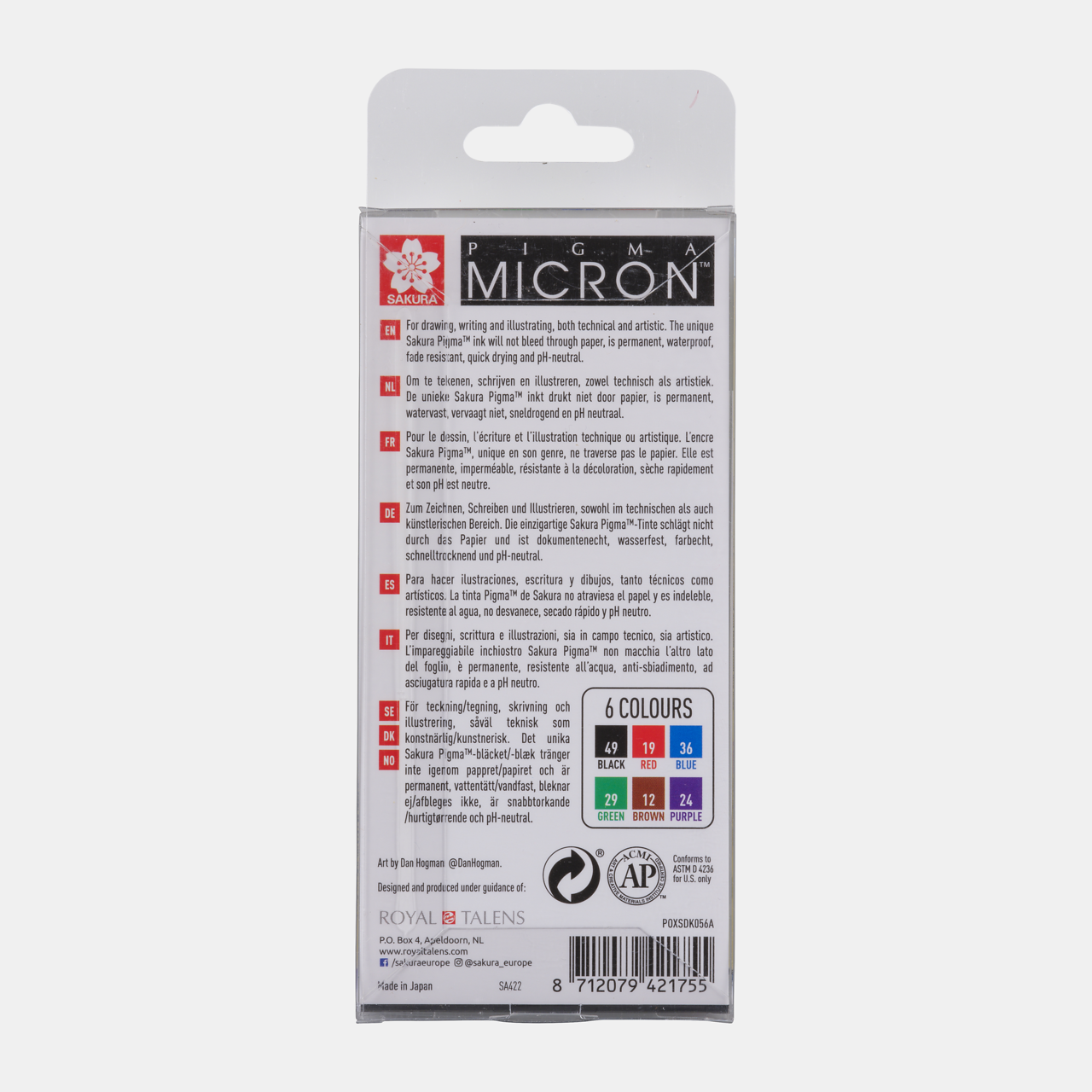Sakura Pigma Micron 05 fineliner 0,45 mm – set 6 barv