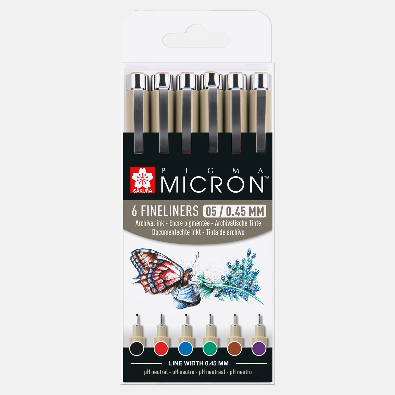 Sakura Pigma Micron 05 fineliner 0,45 mm – set 6 barv