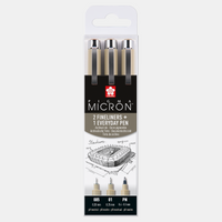Komplet tehničnih pisal SAKURA Pigma Micron Arhitektura 3 kos - 005, 01, PN Black