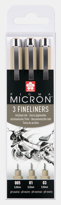 Sakura Pigma Micron set finelinerjev Design 3 kos – 0,20 / 0,25 / 0,30 mm, črna
