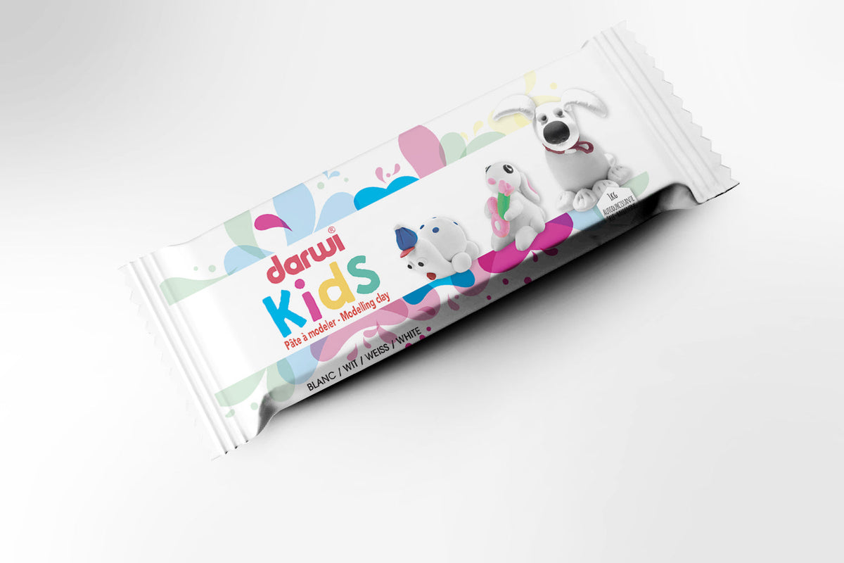 Samoutrjujoča modelirna masa DARWI Kids 1000 g bela