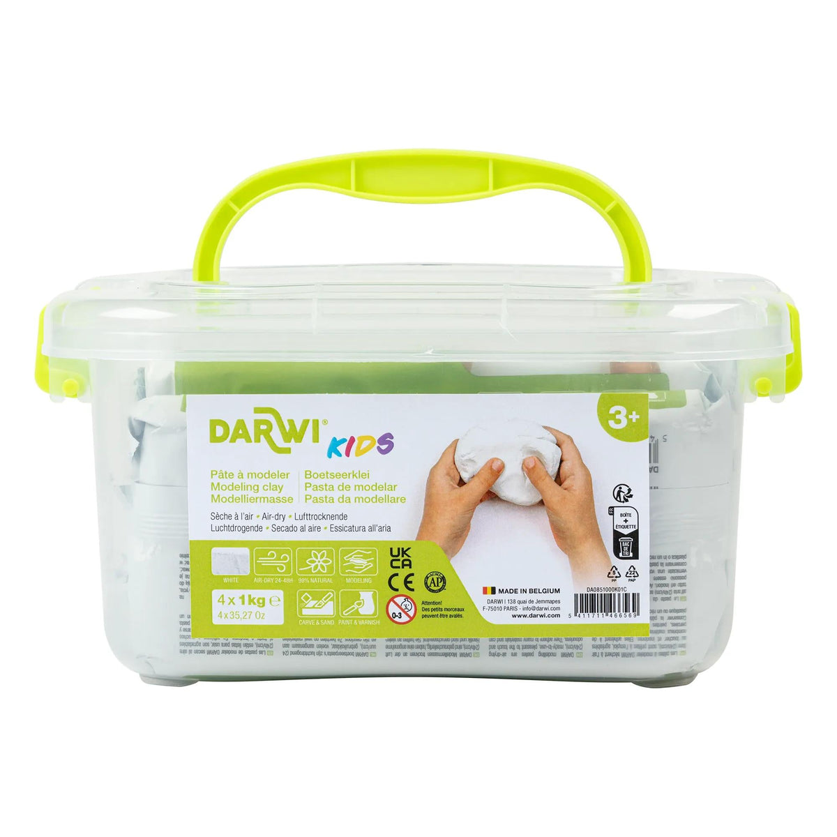 Samoutrjujoča modelirna masa DARWI Kids bela 4 x 1000 g
