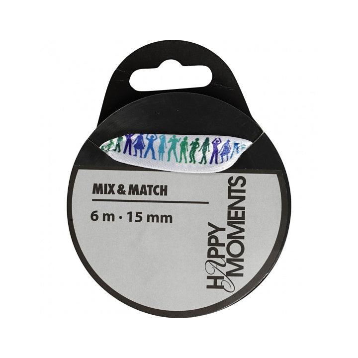 Satenski trak Happy Moments s tiskom 15 mm x 6 m