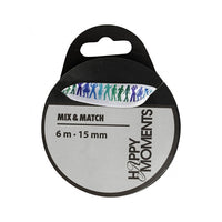 Satenski trak Happy Moments s tiskom 15 mm x 6 m