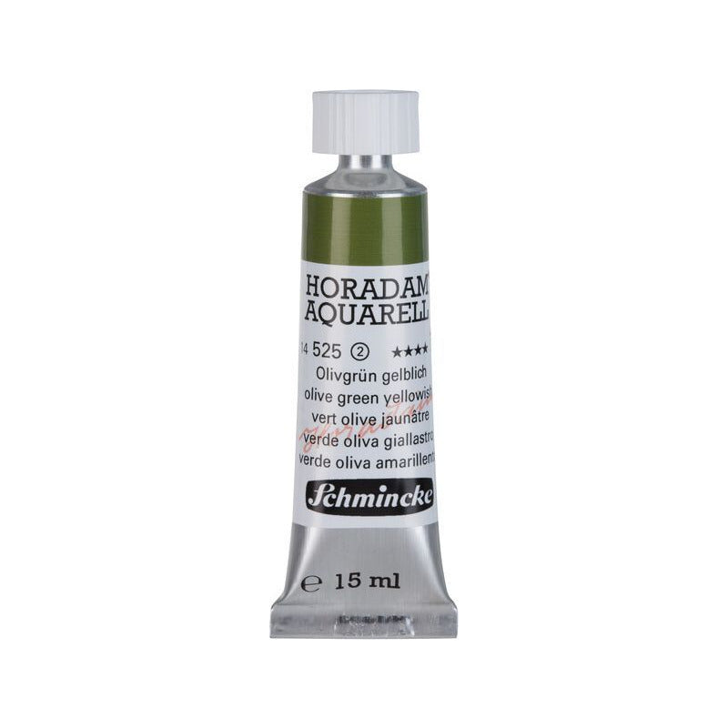 Schmincke Horadam akvarelna barva v tubi 15 ml - Onetz – 525 Olivno zelena rumenkasta