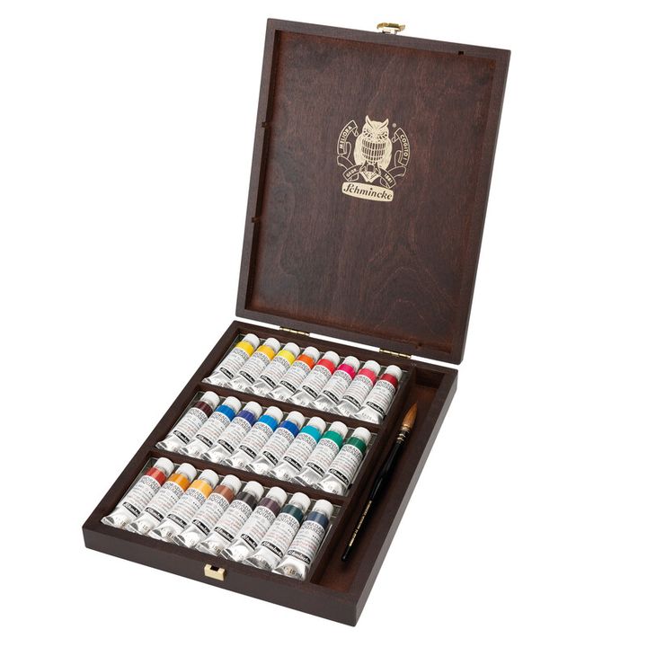 Schmincke HORADAM Akvarelne barve v leseni škatli 24x15ml