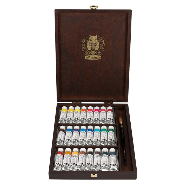 Schmincke HORADAM Akvarelne barve v leseni škatli 24x15ml – pogled 2