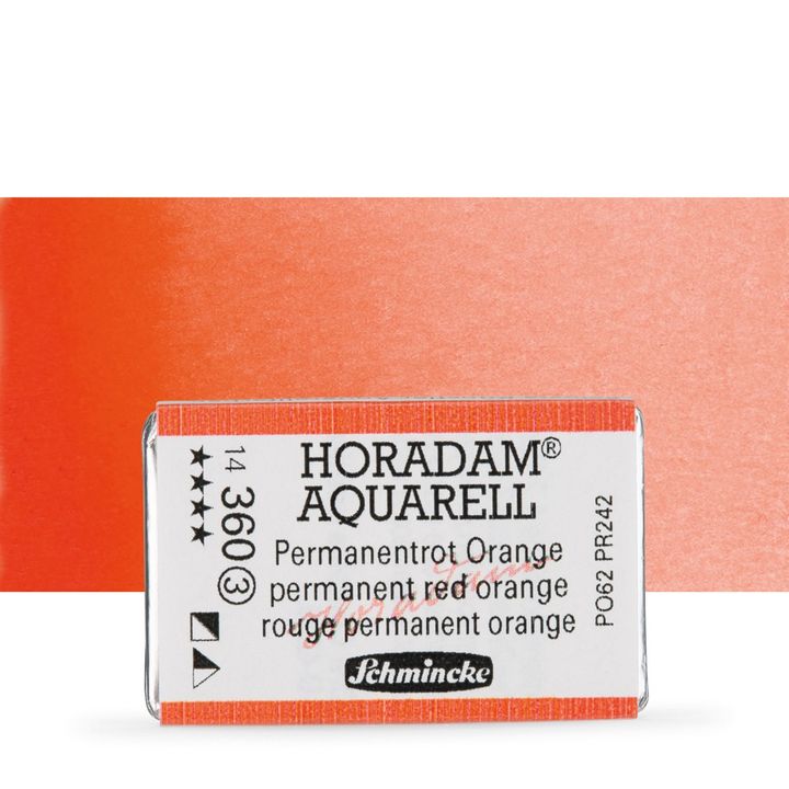 Schmincke Horadam akvarelne barve v celi ponvi – 360 Permanent Red Orange