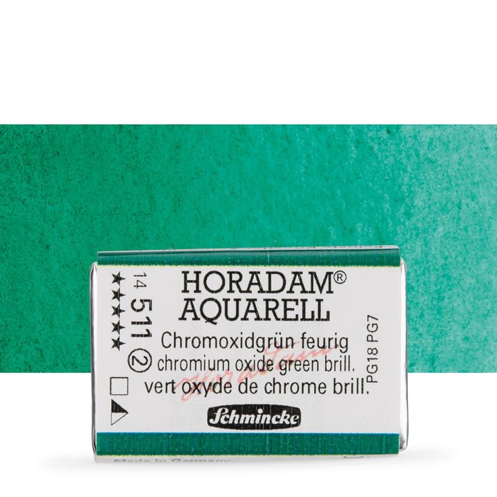 Schmincke Horadam akvarelne barve v celi ponvi – 511 Chromium Oxide Green Brilliant