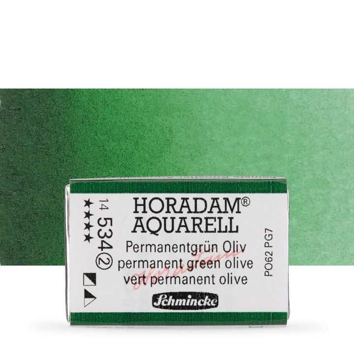Schmincke Horadam akvarelne barve v celi ponvi – 534 Permanent Green Olive