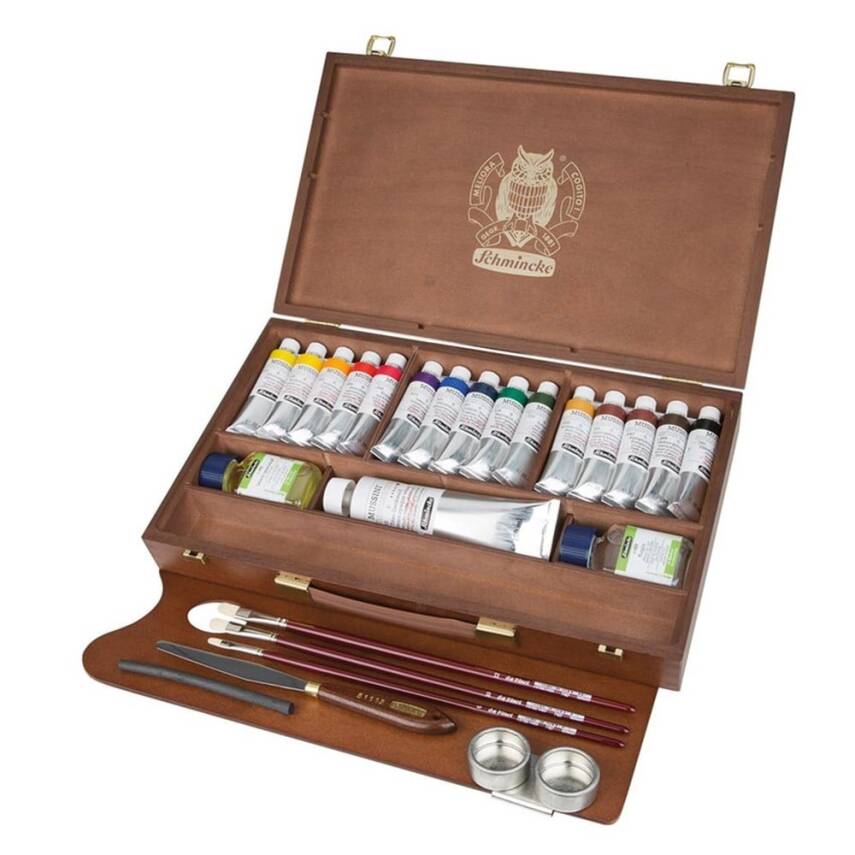 Schmincke MUSSINI lesena škatla z barvami 15 x 35 ml in belo 150 ml