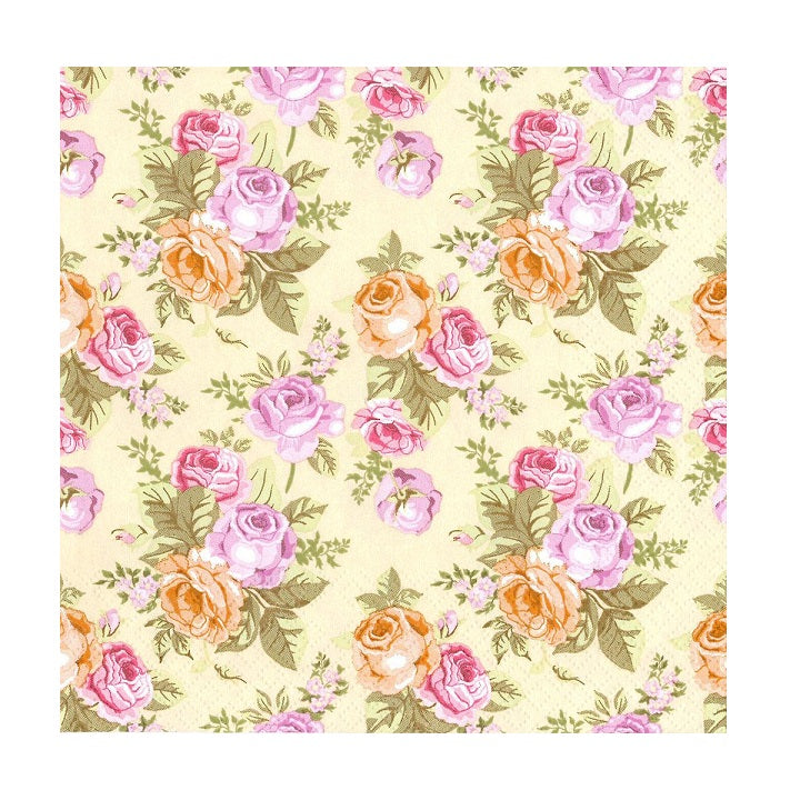 serivete za decoupage - Pastelne vrtnice - 1 kom