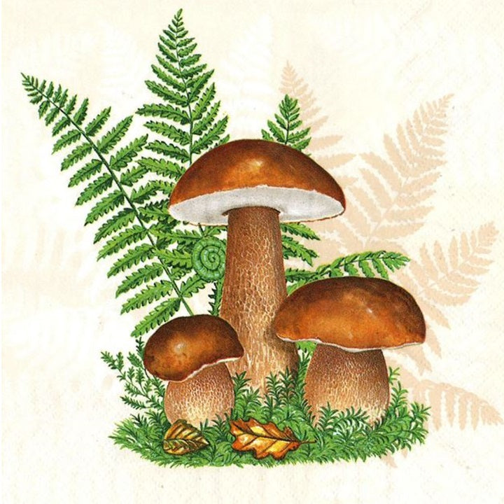 Serviete za decoupage Boletus with Leaves of Fern - 1 kos