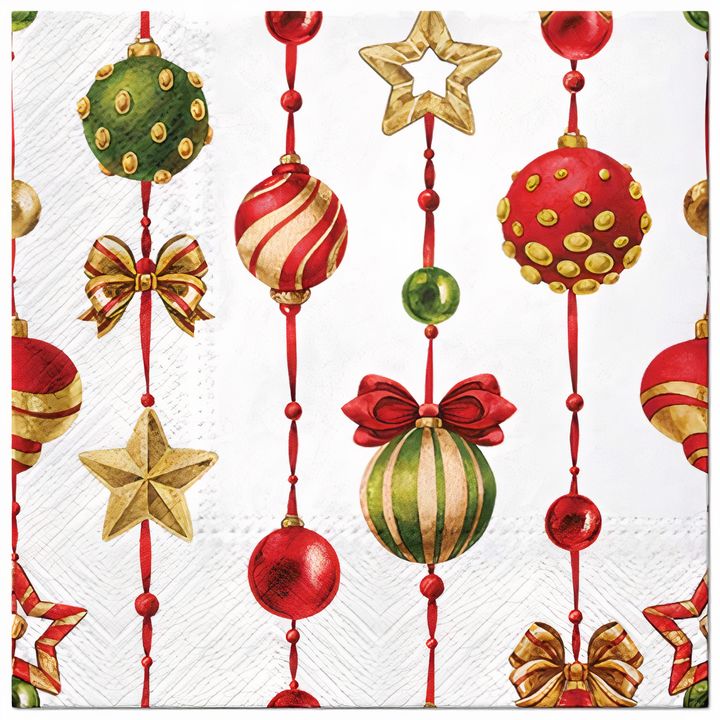 Serviete za decoupage Božični okraski z ornamenti - 1 kos