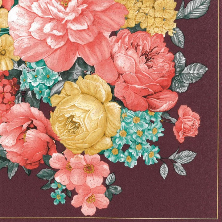 Serviete za decoupage Bunch of Flowers Dark Claret - 1 kos