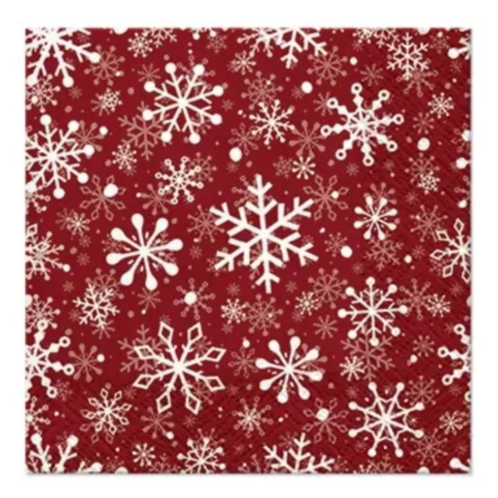 Serviete za decoupage Christmas Snowflakes - rdeče - 1 kos