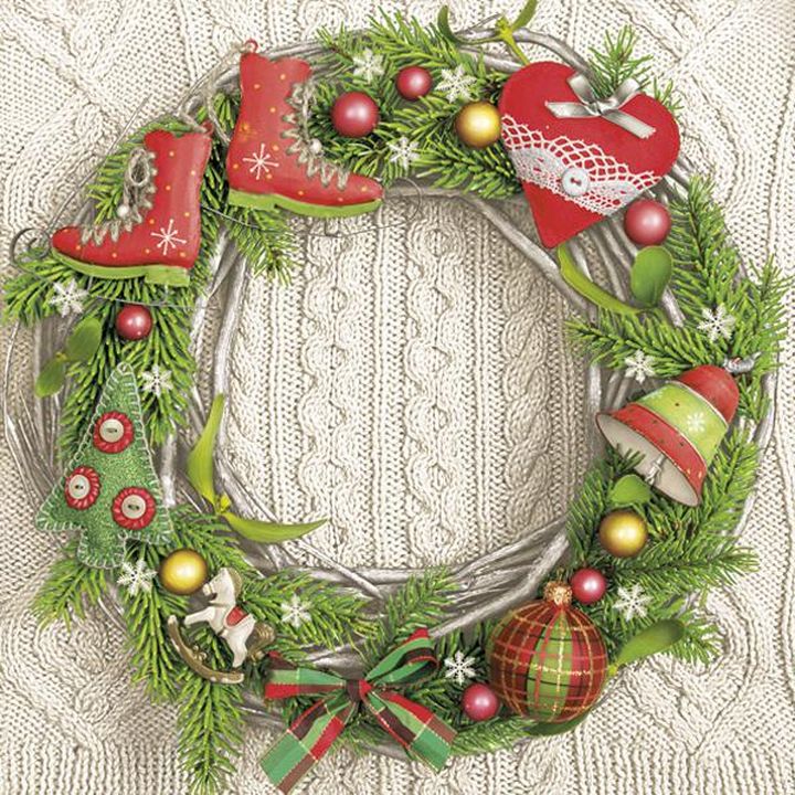 Serviete za decoupage Classic Garland on Wool Pattern - 1 kos