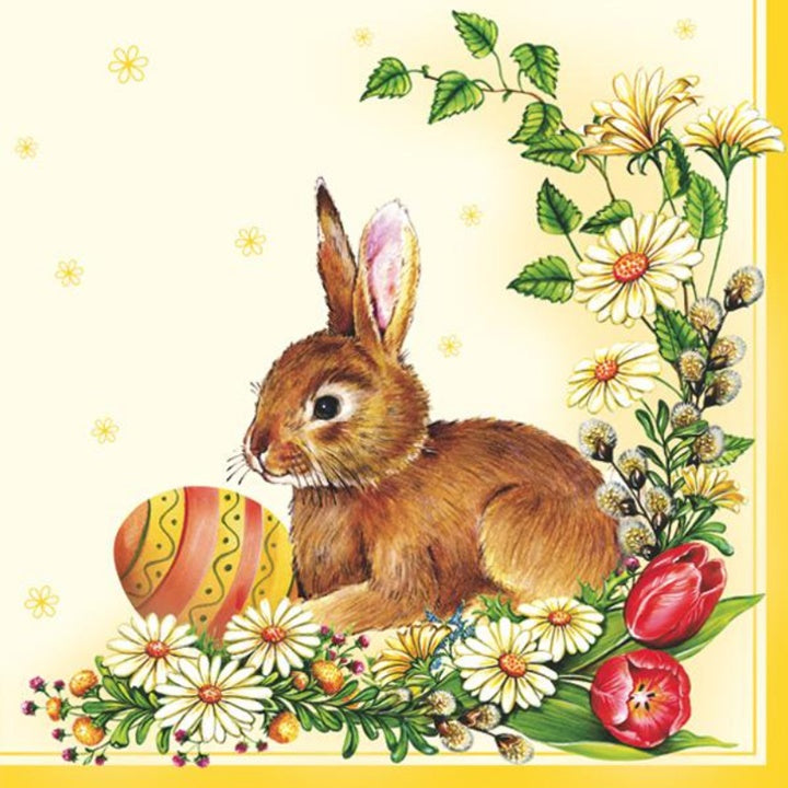 Serviete za decoupage Easter Egg and Hare Yellow - 1 kos