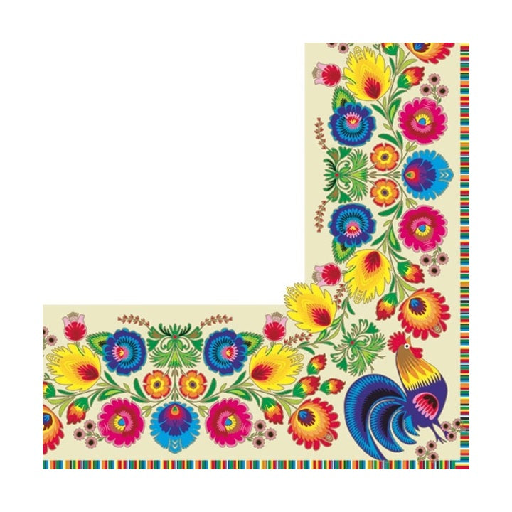 Serviete za decoupage - Folklora Bela & Krem - 1 kos