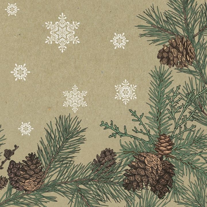 Serviete za decoupage Graphic Pines and Twigs Frame on Kraft - 1 kos