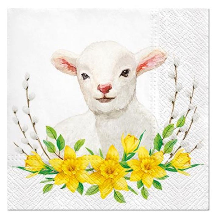 Serviete za decoupage Lamb with Wreath - 1 kos