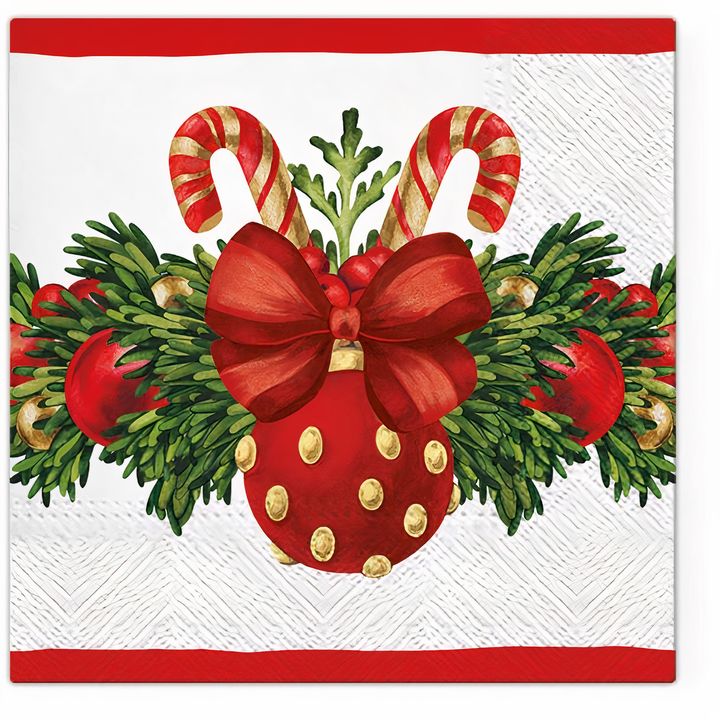 Serviete za decoupage Rdeča božična kroglica - 1 kos