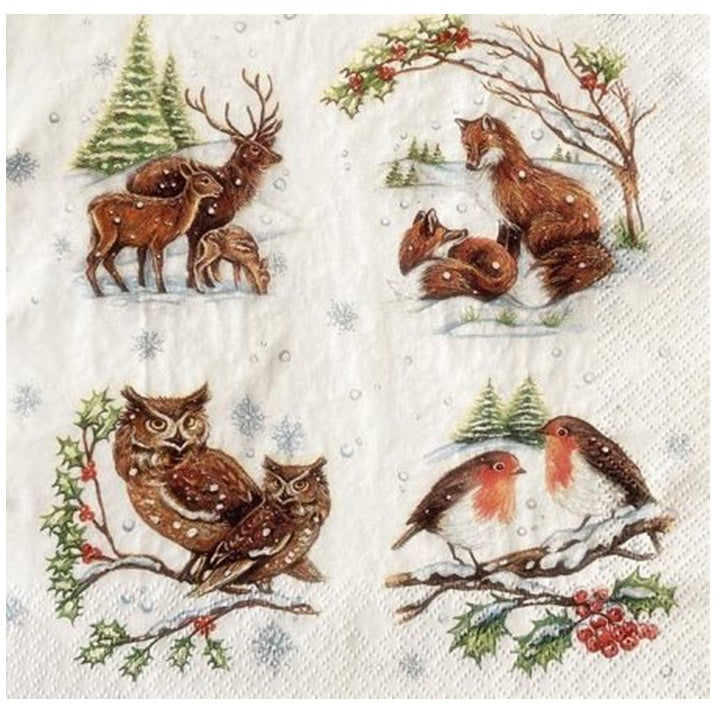 Serviete za decoupage Winter Animals - 1 kos
